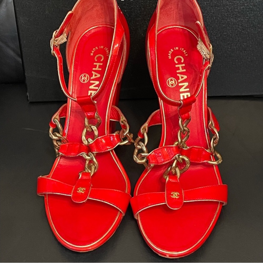 RED CHANEL SANDALS